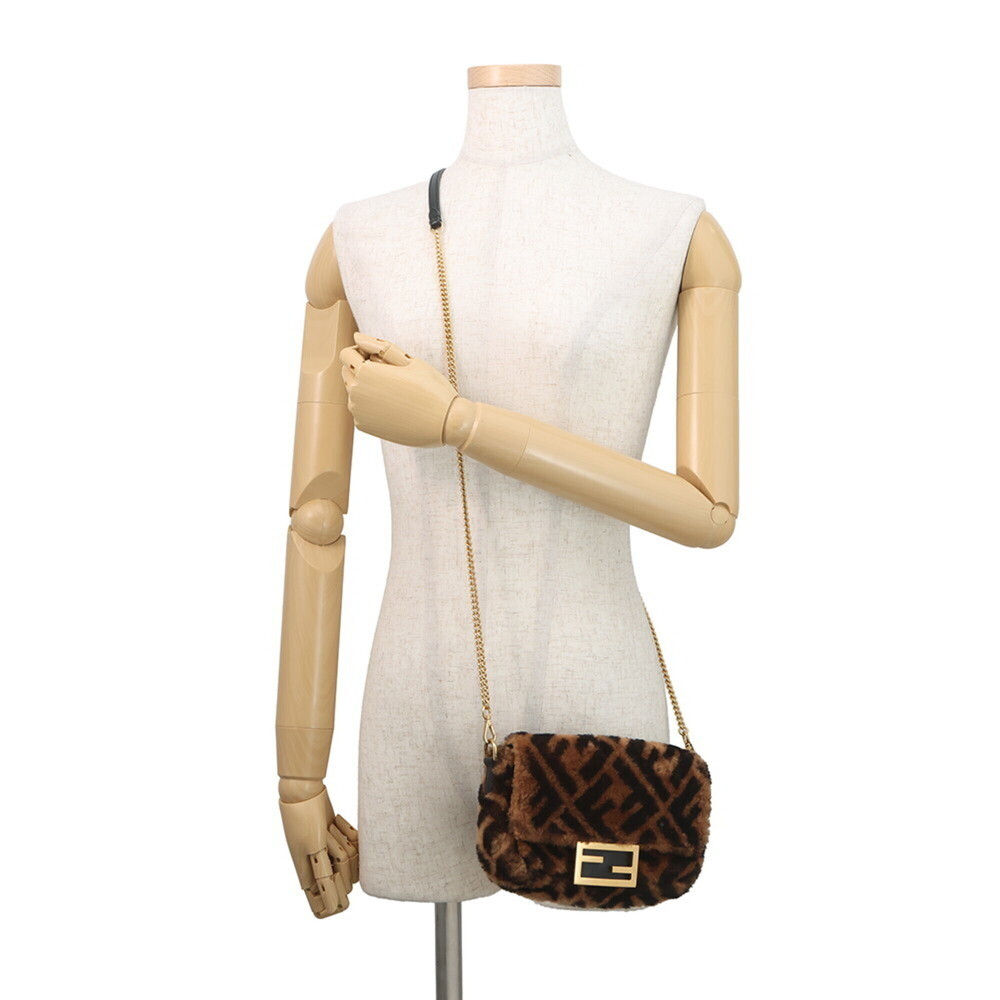 Fendi Zucca pattern baguette mini handbag, sheepskin and leather, 8BS017, FEN... - Picture 5 of 15